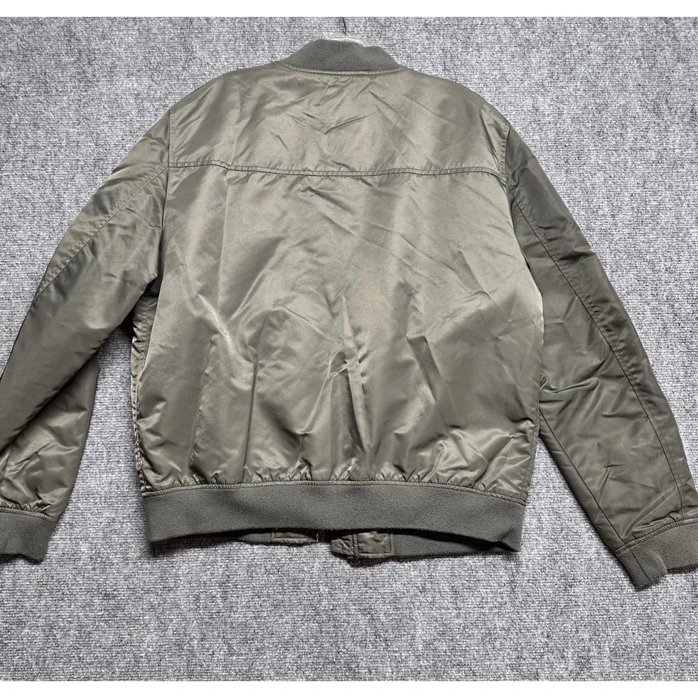 Levis MA-1 Flight Bomber Jacket Mens Large Green Orange Zip Nylon